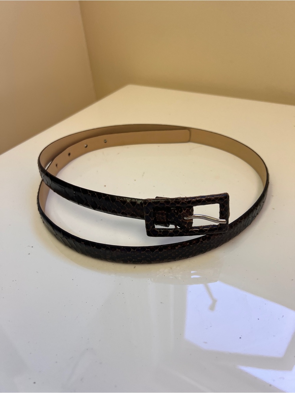 Banana Republic Dark Brown Snakeskin Slim Leather Belt